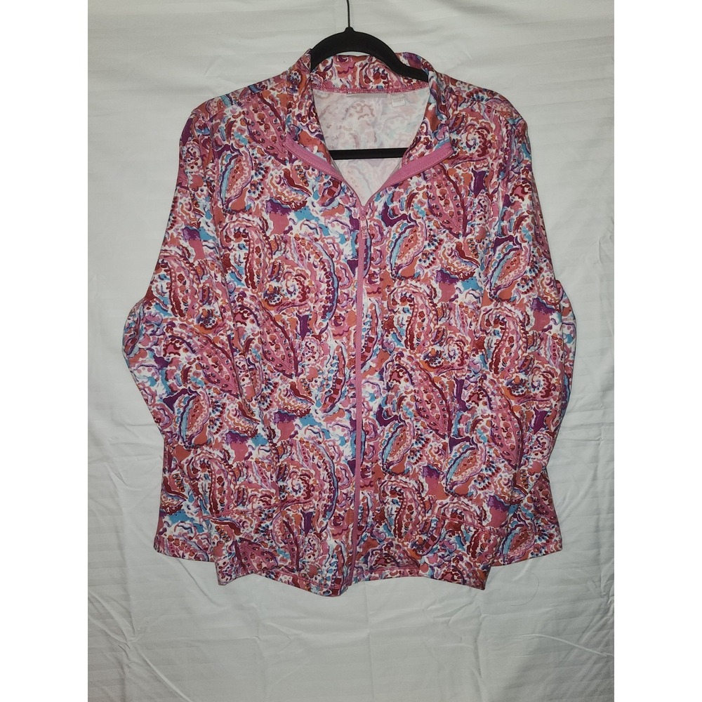Belle Kim Gravel Wm's L. Long Sleeve Zip-Up Stretch Jacket Lilly Inspo Tropical